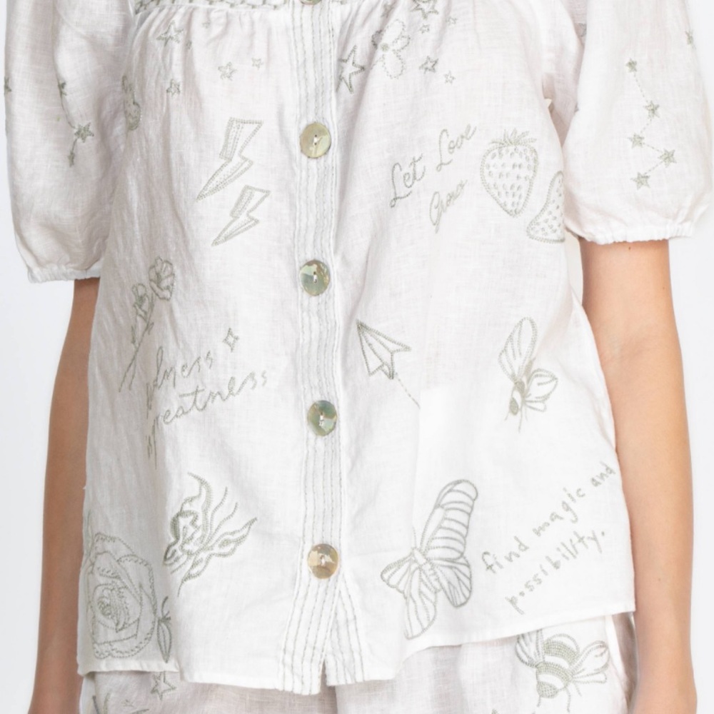 Johnny Was White Linen Embroidered Set - Picture 7 of 9